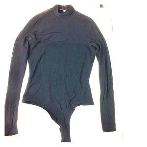 BEBE Black High Neck Mesh BodySuit